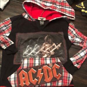 AC/DC 🎸 2t flannel rock shirt w/ hood